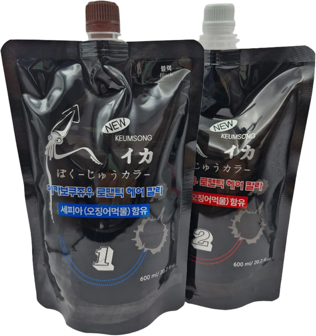 금송 이카보쿠쥬우 오징어먹물염색약 대용량600ml-저자극(정품), 이카보쿠쥬우_블랙, 1개