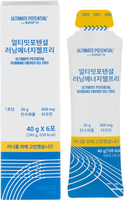 얼티밋포텐셜 러닝에너지젤프리 탄수화물 팔라티노스 타우린 러닝 마라톤 파워젤(40g/6포), 40g, 6개