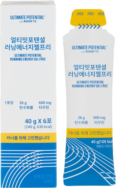 얼티밋포텐셜 러닝에너지젤프리 탄수화물 팔라티노스 타우린 러닝 마라톤 파워젤(40g/6포), 40g, 6개 - 쿠팡