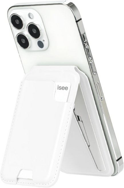아이시(isee) 맥세이프 강력자석 각도조절 스탠드 카드지갑 (카드4장 수납), 화이트, 1개