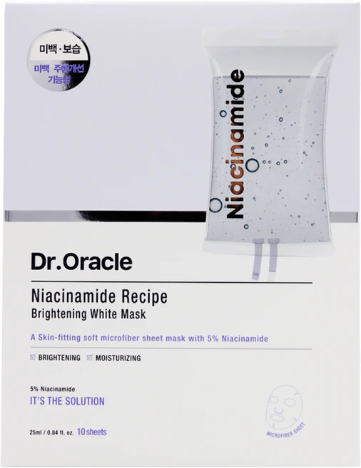 닥터오라클 나이아신아마이드 레시피 브라이트닝 화이트 마스크팩 25ml, 10개입, 1개 - 쿠팡