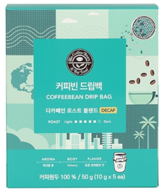 커피빈 드립백 디카페인 로스트 블렌드, 10g, 5개입, 1개