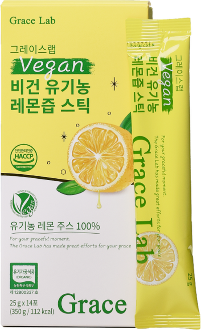 그레이스랩 비건 유기농 레몬즙 스틱, 14개, 25g
