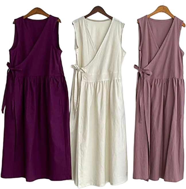 아이보리앤코 철릭원피스 린넨앞치마 장금이앞치마 원피스앞치마 롱 랩스타일 카렌