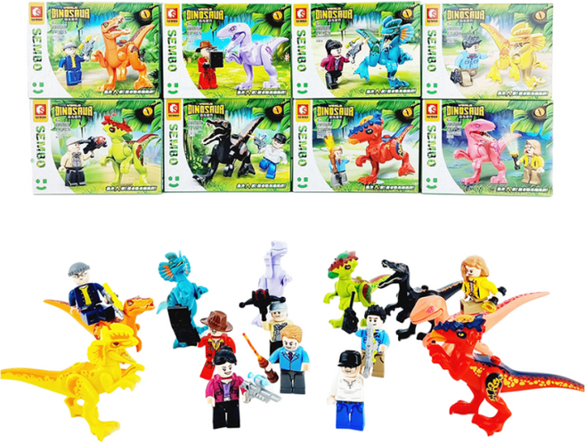 공룡 피규어 레고 호환 블럭 쥬라기 월드 공원 티라노사우루스, 8종 세트, 1개