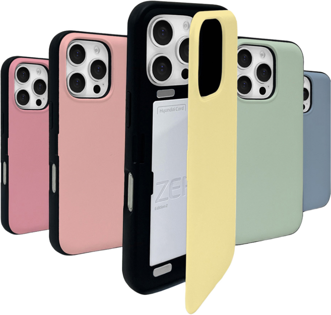 [15컬러] 이케미 아이폰14시리즈 전용 카드2장수납 컬러풀 미러 범퍼 케이스