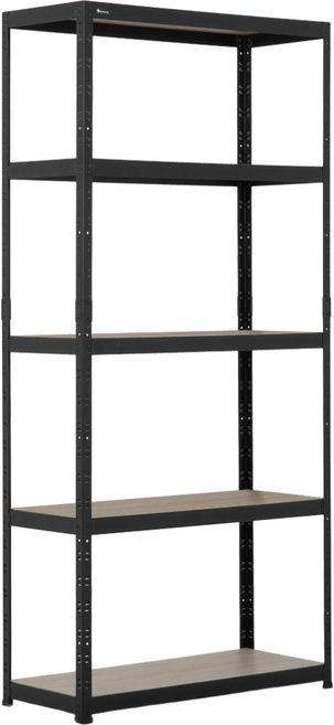 슈랙엣홈 무볼트 조립식앵글선반 5단 블랙 화이트 앵글선반 [ 조립용 고무망치 증정 ], 선반 5단1800 블랙/1200x600 (WxD)