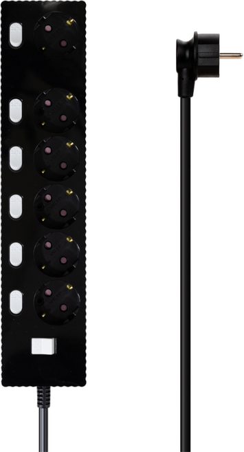 파워존 자동소화 4000W 고용량 웨이브 개별스위치 과부하차단 6구 멀티탭 50cm 1.5m 3m 5m 7m, 자동소화 개별스위치 6구 50cm 블랙, 1개