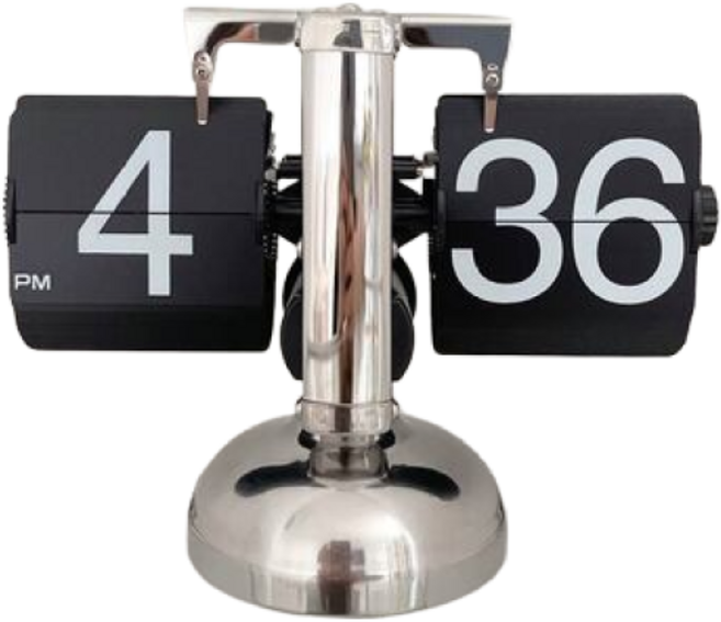 바이에스컴퍼니 레트로 플립 인테리어 탁상시계, 크롬+블랙