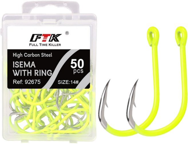 FTK 50개 고탄소강 낚싯바늘, 1세트, 50개입