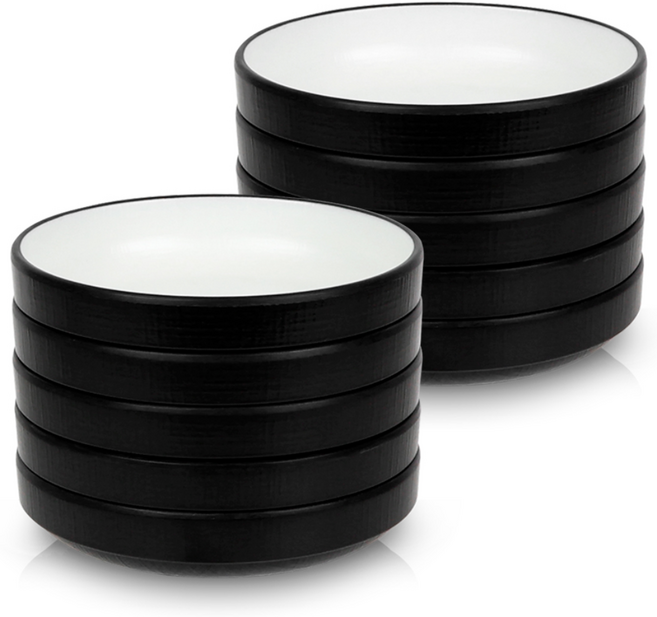 키친왕 업소용 멜라민 원형굽찬기 3호 13.5cm, 10개, 화이트블랙