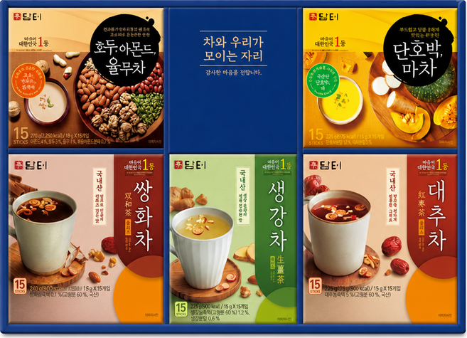 담터 12-2호 차 선물세트 + 쇼핑백, 5종, 5세트