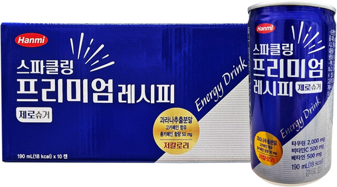 한미 스파클링 프리미엄 레시피 제로 슈거 제로슈가, 10개, 190ml