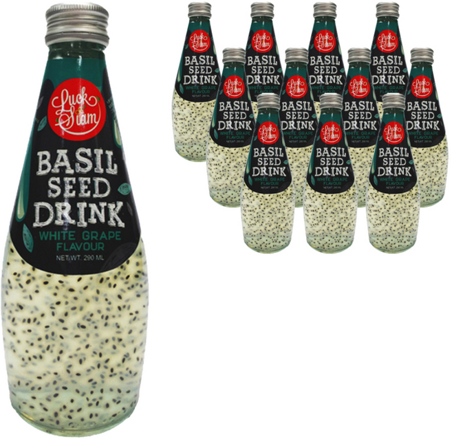 럭시암 바질씨드 드링크 화이트 그레이프 플레이버, 12개, 290ml