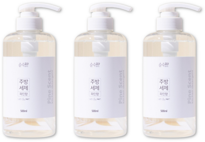 순수일상 주방세제 파인향 1종 과일세척, 3개, 500ml