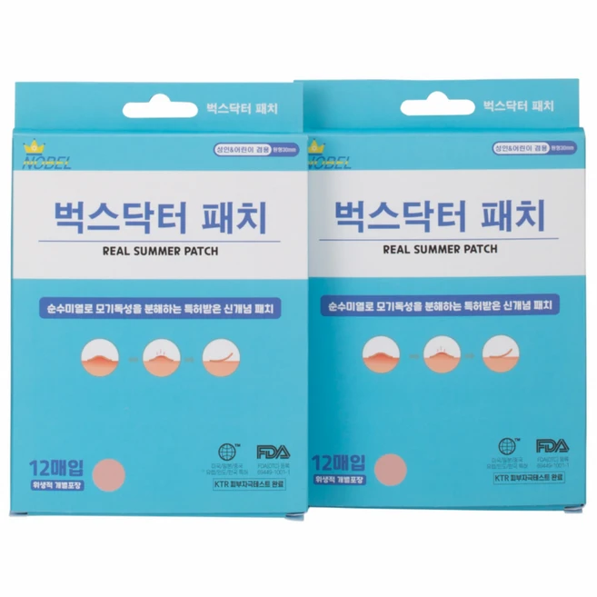 벅스닥터 모기 벌레 패치 물림 스티커, 2개, 12매입 - 쿠팡