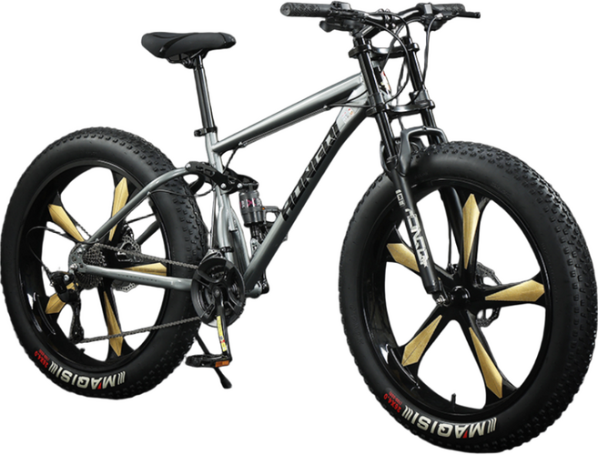 HQ 풀샥 팻바이크 오프로드 MTB 광폭 산악자전거, 26인치, 실버그레이 5블레이드 휠, 1개