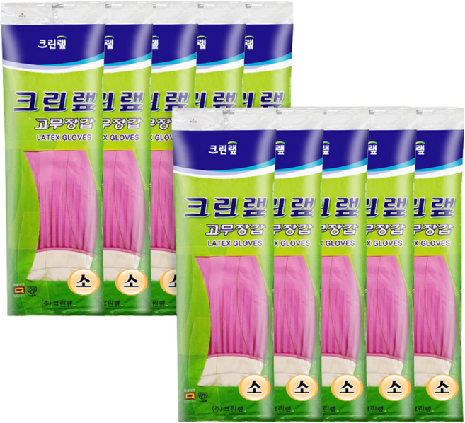 크린랲 고무장갑 S, 핑크, 소(S), 10개