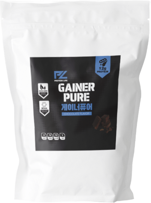 1+1 마켓디 게이너 퓨어 2kg x 2 살찌는 헬스 칼로리 벌크업 탄수화물 체중증가 식물성 단백질 보충제 프로틴 가루, 2팩(지퍼백)