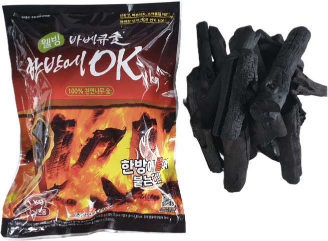 한방에OK 간편점화 착화숯 캠핑 숯불 바베큐 구이용 번개탄 대용, 1kg, 1개