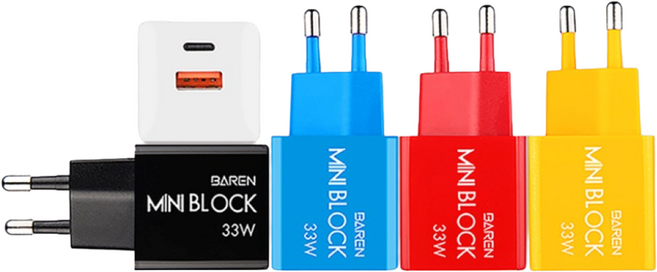 미니33W PD PPS+QC3.0 2포트 초고속급속 C타입휴대폰 충전기아답터(1.5m USB C타입 케이블 포함 ), 블랙, 1개