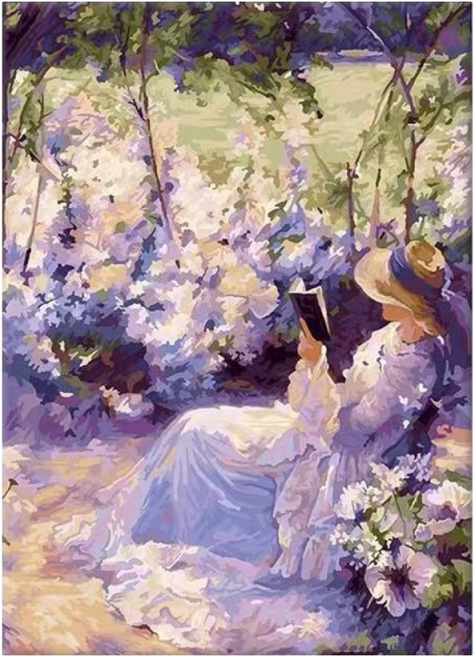 luntim DIY 명화그리기 유화 그림 그리기 선물 아크릴화 30x40 명화인물 힐링 풍경화, 1개, 라일락 오후