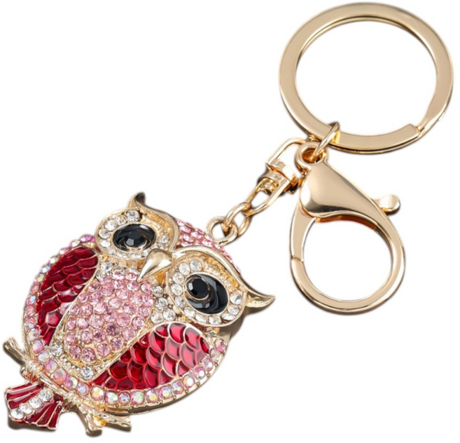 리파니 재물과 복을부르는 행운 큐빅 부엉이 키링, 핑크