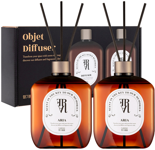 플로랑 오브제 대용량 디퓨저 향기뿜뿜 2구 선물세트, 2개, 500ml, 베스트2종(아리아,플로랑)