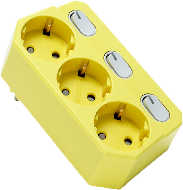 아이정 더좋은 회전형 개별 스위치 3구 멀티탭 추천 콘센트 이사준비물 새집준비물, 옐로우, 3개, 0.1cm