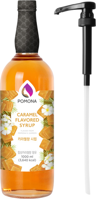 포모나 카라멜향 시럽 1L + 전용 시럽펌프 세트, 1세트