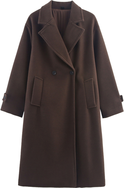 ZAJA 여성 롱 아우터 겨울 모직 루즈핏 롱코트