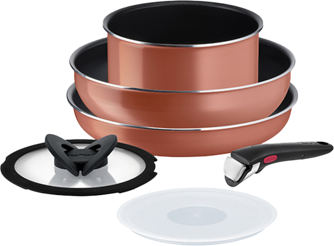 테팔 매직핸즈 엑스엘 포스 레드코랄 볶음팬 멀티 6종 세트, 1세트, 팬26+웍26+편수18+유리/밀폐뚜껑18+매직핸즈, 단품