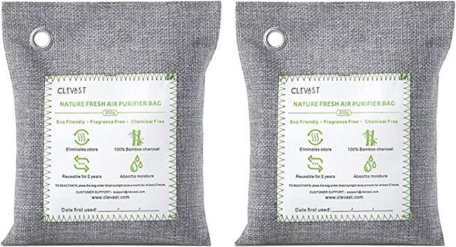 대나무 숯 공기정화용 활성탄 실내 옷장 차량 냄새제거 제습 탈취, 200g, 2개