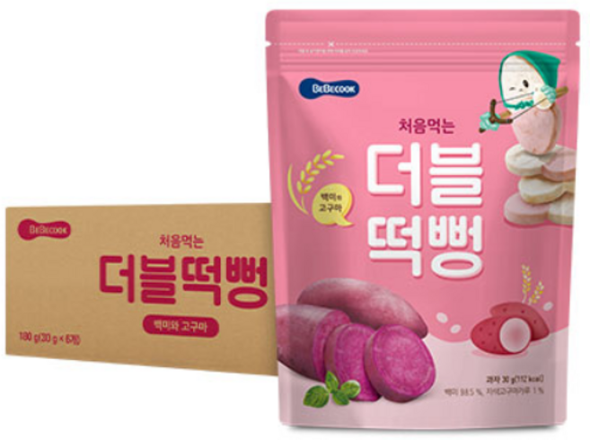 베베쿡 처음먹는 더블떡뻥, 6개, 30g, 백미 + 고구마 혼합맛