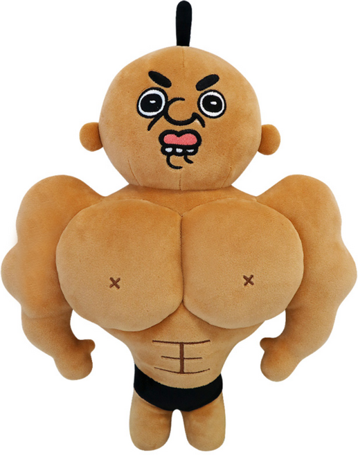 [공식정품] 근육 빵빵이 중형 인형 2종 30cm / 웃긴 선물 생일 응원 헬스 운동 다이어트 캐릭터 센스있는 신박한 엽기 태닝 몸짱 테토, 1개, 02. 근육 빵빵이 인형(태닝)