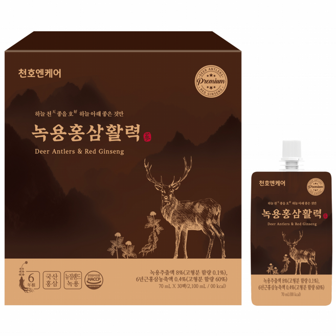Chunho Ncare 鹿茸紅蔘飲隨身包 30入, 2.1L, 1組