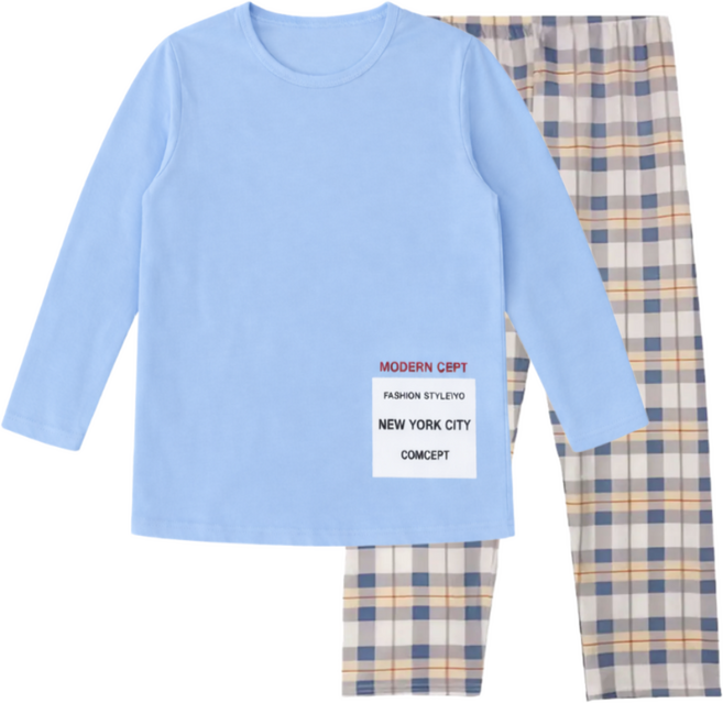 바디스윗 주니어 소프트 체크 파자마 상하의 세트