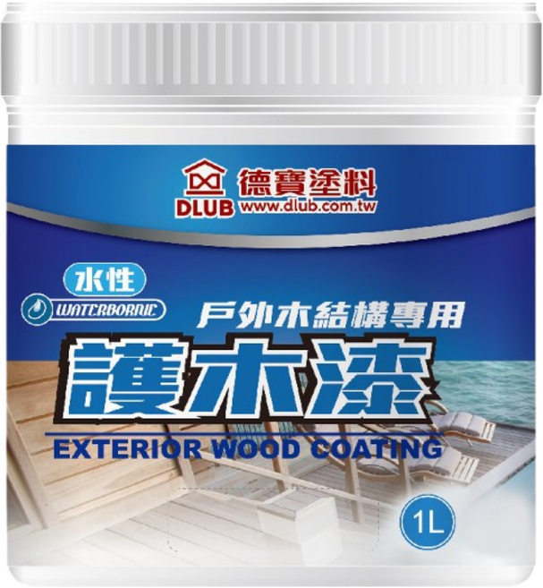 【順銘】德寶水性護木漆 木器漆 木材保護漆 1公升裝, 1個, 黑色,平光
