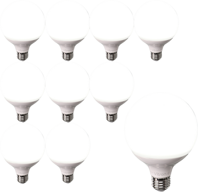알라딘라이팅 LED 볼구 12W 숏(목이짧은것) 볼전구 볼램프 E26 G95, 주광색, 10개