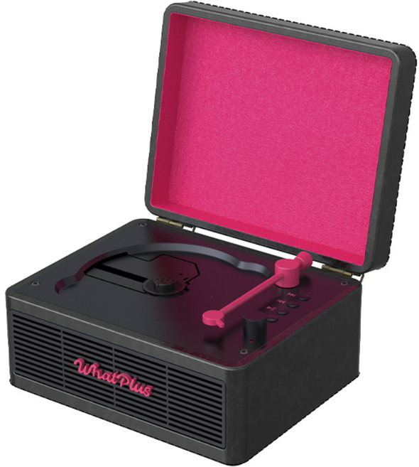 왓플러스 WhatPlus C300 빈티지 무선 블루투스 CD플레이어, 블랙핑크