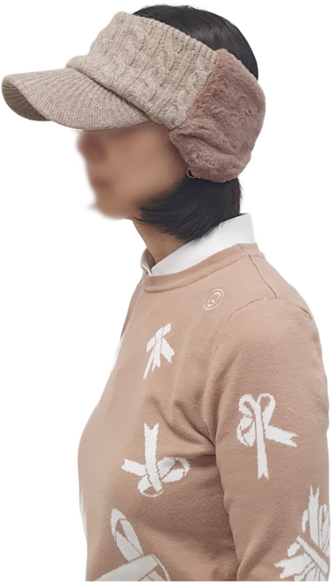 마크그린 여성 겨울 방한 골프 모자 4종 테니스 등산 귀막이 털모자 니트썬캡, 브라운, A타입(퍼썬캡형), 1개