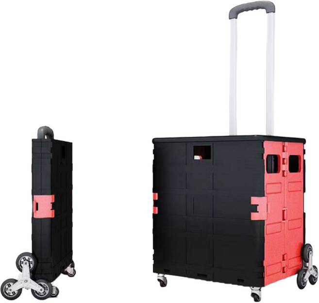 HAM 다용도 특대용량 접이식 카트 4바퀴/8바퀴 쇼핑 핸드카트 폴딩카트 덮게포함, 1개, 블랙 8바퀴75L