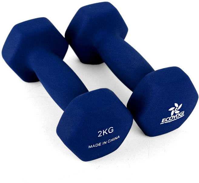 에코요기 네오프렌 논슬립 아령 _2개1세트 ( 1kg 1.5kg 2kg 3kg 4kg 5kg), 1세트, 블루 2kg x 2개