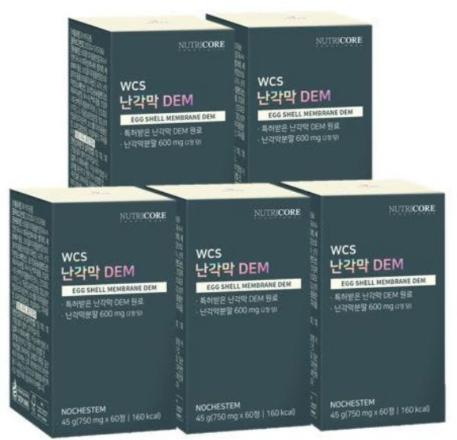 뉴트리코어 난각막 DEM 45g, 60정, 5개 - 쿠팡
