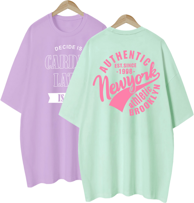 여성용 롱티 프린팅 레터링 여성 여자 반팔 티셔츠 루즈핏 편안한 빅사이즈 티