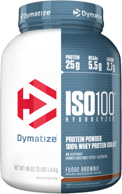 다이마타이즈 ISO 100 웨이 프로틴 파우더 단백질 보충제, 퍼지 브라우니(Fudge Brownie), 1개, 1.4kg