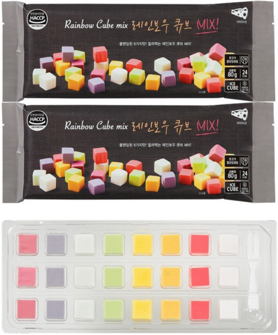 레인보우과일큐브치즈 8가지 과일 맛 블랙 24구 2팩, 80g, 2개