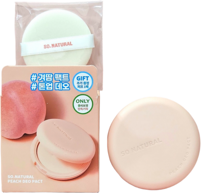 쏘내추럴 파우더포룸 뽀송 톤업 피치 데오 팩트, 1개