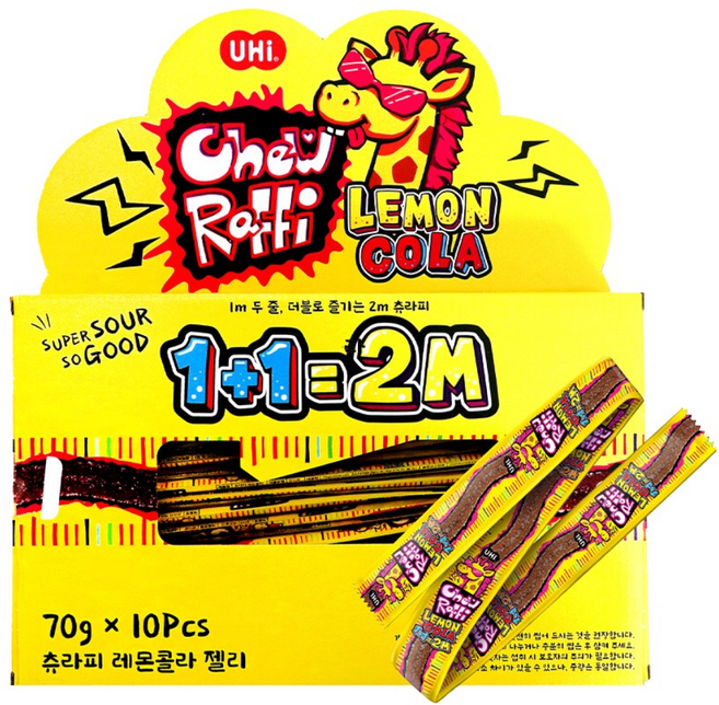 유하이 츄라피 1+1=2M 레몬콜라맛 젤리, 70g