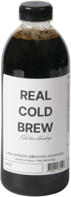 리얼 1L 케냐 콜롬비아 브라질 세하도 콜드브루 커피 벌크 더치커피 병 원액 콜드브루 원액 콜드브루 커피 홈카페, 1개, 1개입